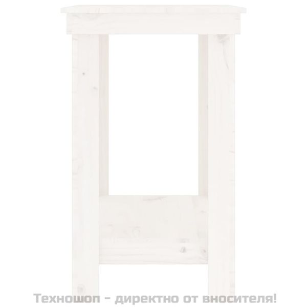 Работна маса бяла 110x50x80 см борово дърво масив