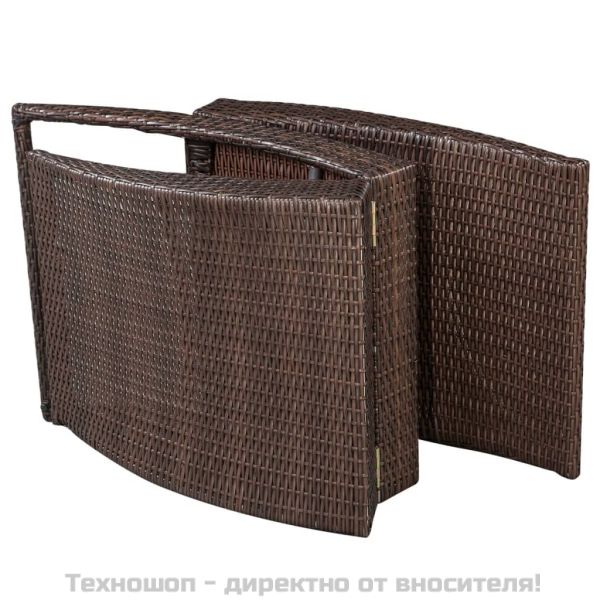 Сгъваем шезлонг с шалте, полиратан, кафяв