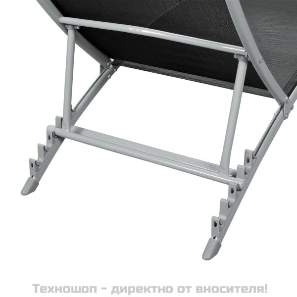 Шезлонг, стомана и textilene, черен