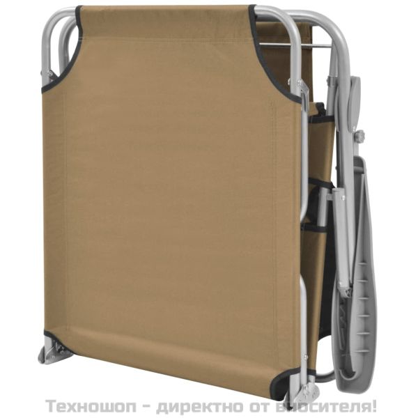 Сгъваем шезлонг със сенник, стомана, таупе