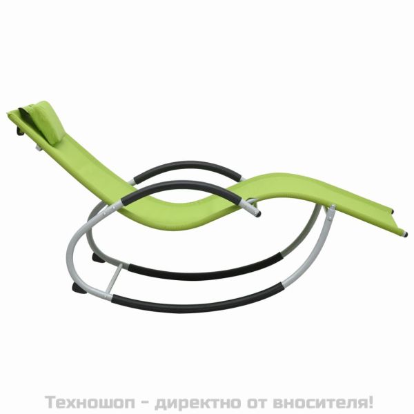 Шезлонг с възглавничка, зелен, textilene