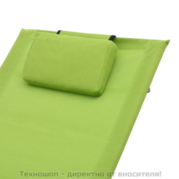 Шезлонг с възглавничка, зелен, textilene