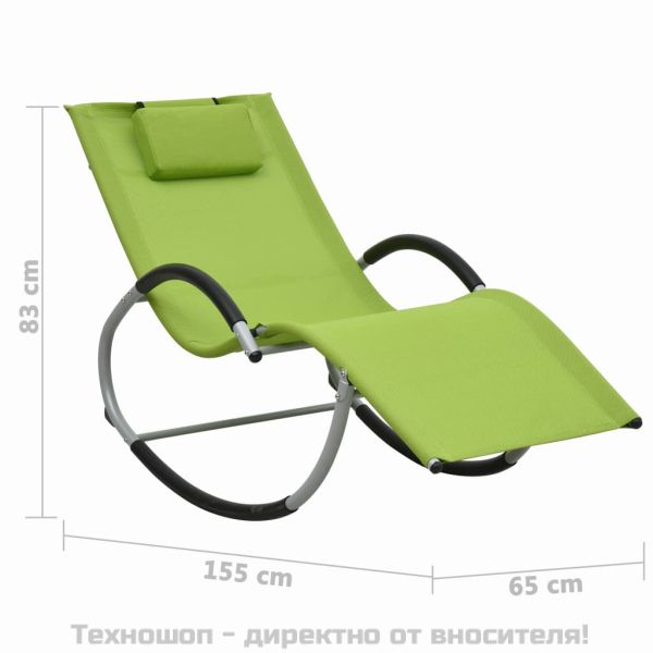 Шезлонг с възглавничка, зелен, textilene