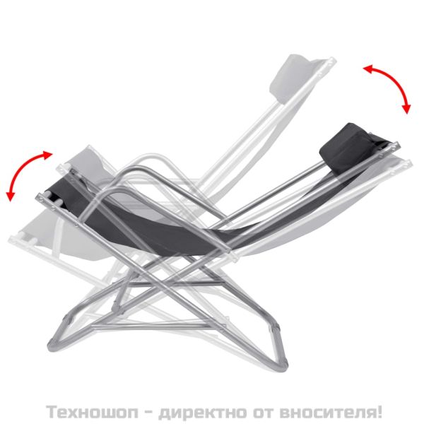 Накланящи се къмпинг столове, 2 бр, стомана, черни