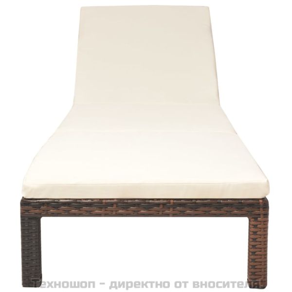 Шезлонг с шалте, кафяв полиратан