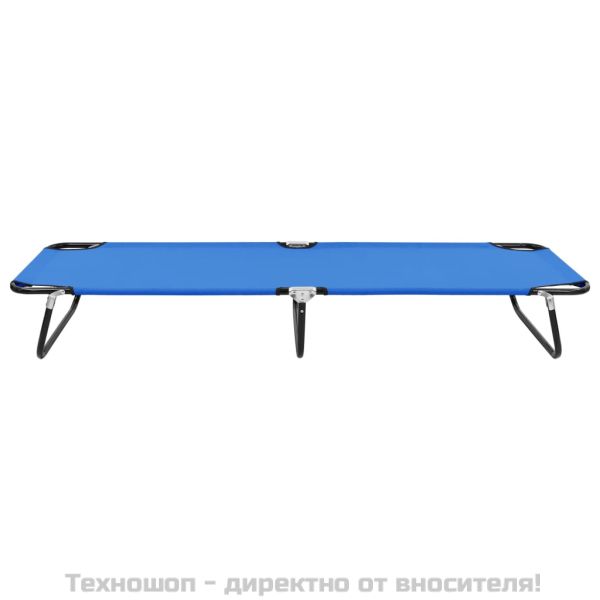 Сгъваем шезлонг, син, стомана