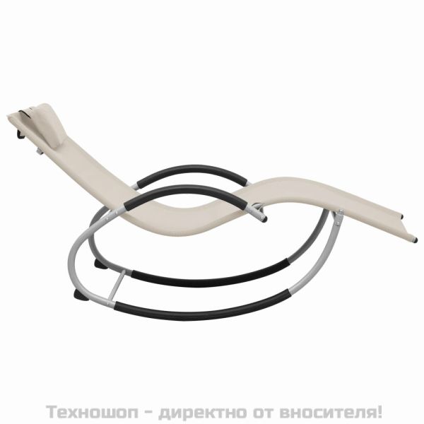Шезлонг с възглавничка, кремав, textilene
