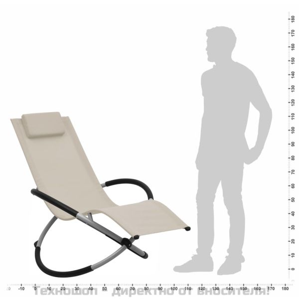 Шезлонг за деца, стомана, кремав