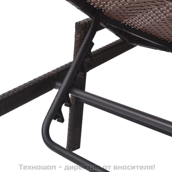 Шезлонг с шалте, кафяв полиратан