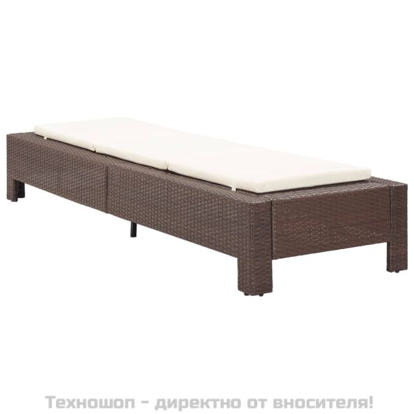 Шезлонг с шалте, кафяв полиратан