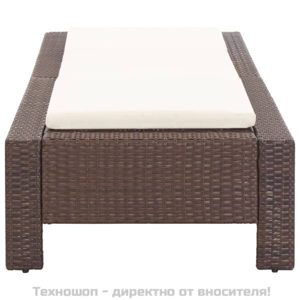 Шезлонг с шалте, кафяв полиратан