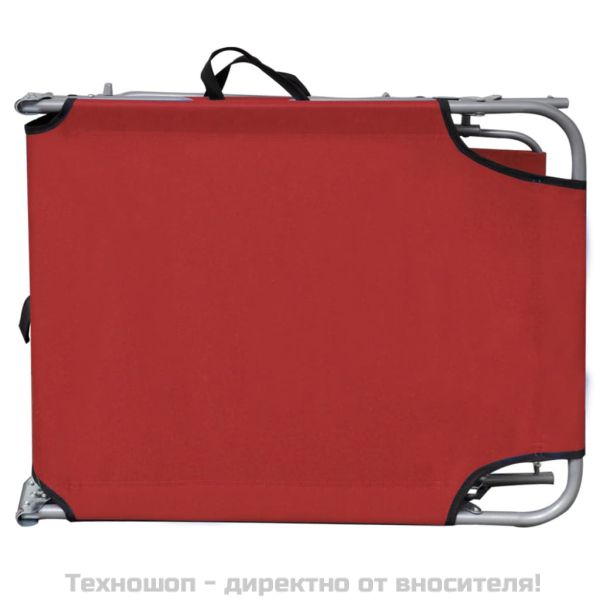 Сгъваем шезлонг с козирка, червен, алуминий