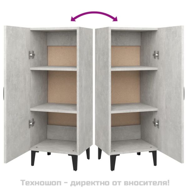 Сайдборд, бетонно сив, 34,5x34x90 см, инженерно дърво