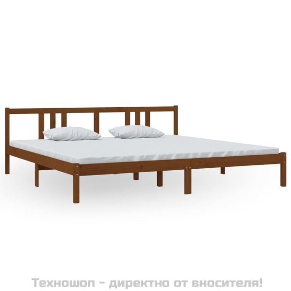 Рамка за легло, меденокафява, дърво масив, 200x200 см