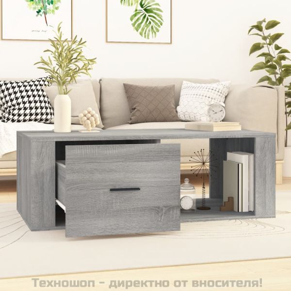 Кафе маса, сив сонома, 100x50,5x35 см, инженерно дърво