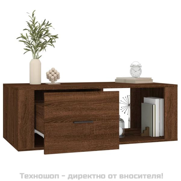 Кафе маса, кафяв дъб, 100x50,5x35 см, инженерно дърво