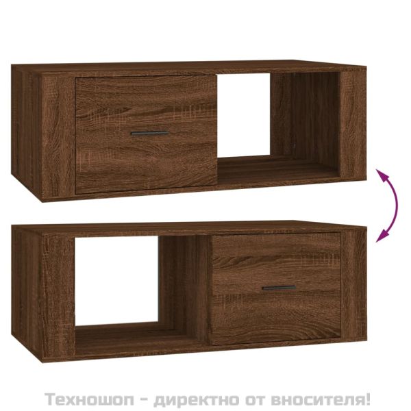 Кафе маса, кафяв дъб, 100x50,5x35 см, инженерно дърво
