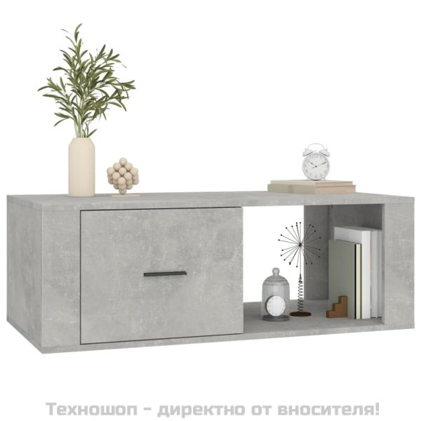 Кафе маса, бетонно сива, 100x50,5x35 см, инженерно дърво