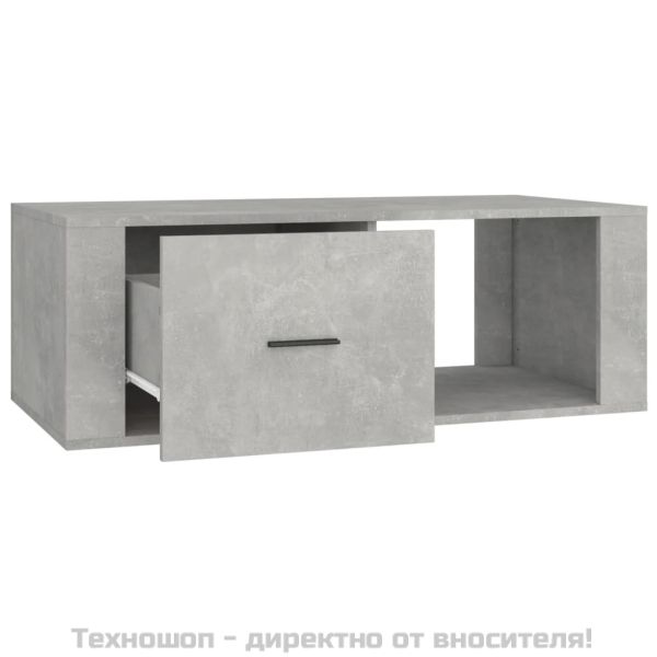 Кафе маса, бетонно сива, 100x50,5x35 см, инженерно дърво