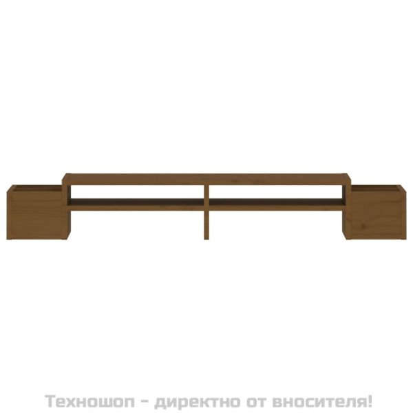 Поставка за монитор, меденокафява, 100x27,5x15 см, бор масив