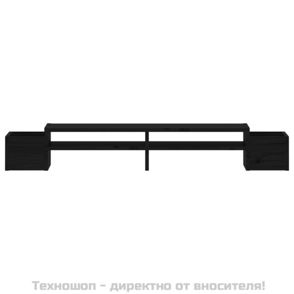 Поставка за монитор, черна, 100x27,5x15 см, бор масив