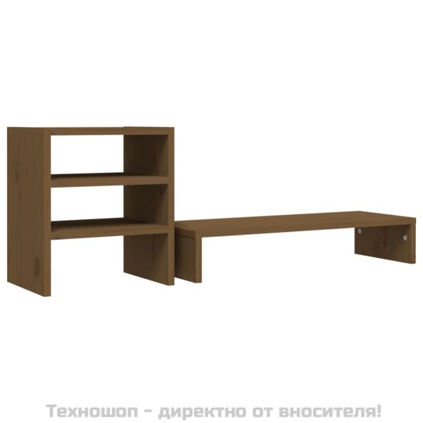 Поставка за монитор, меденокафява, 81x20x30 см, бор масив