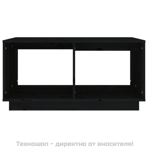 Кафе маса, черна, 80x50x40 см, борово дърво масив