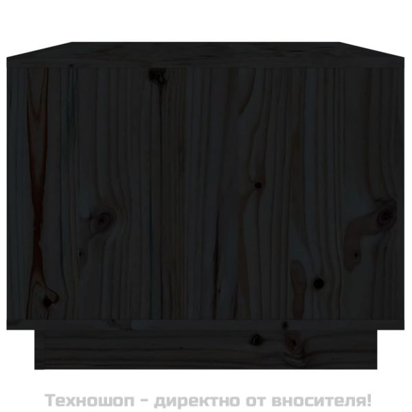 Кафе маса, черна, 80x50x40 см, борово дърво масив