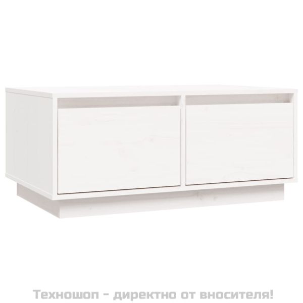 Кафе маса, бяла, 80x50x35 см, борово дърво масив