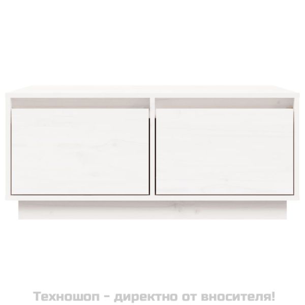 Кафе маса, бяла, 80x50x35 см, борово дърво масив