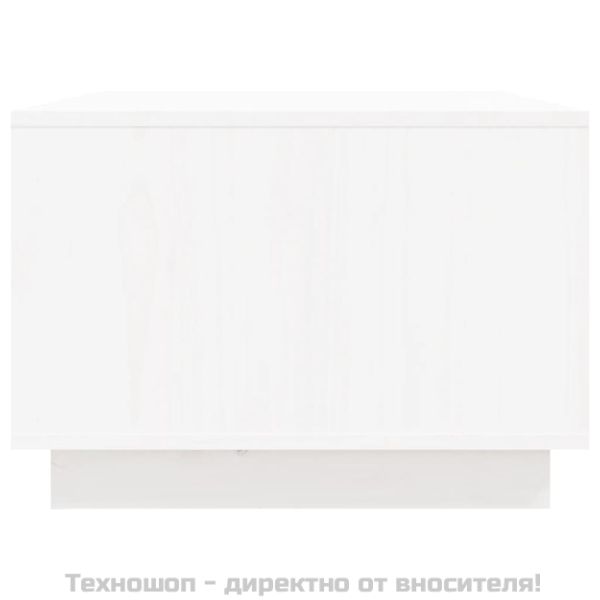 Кафе маса, бяла, 80x50x35 см, борово дърво масив