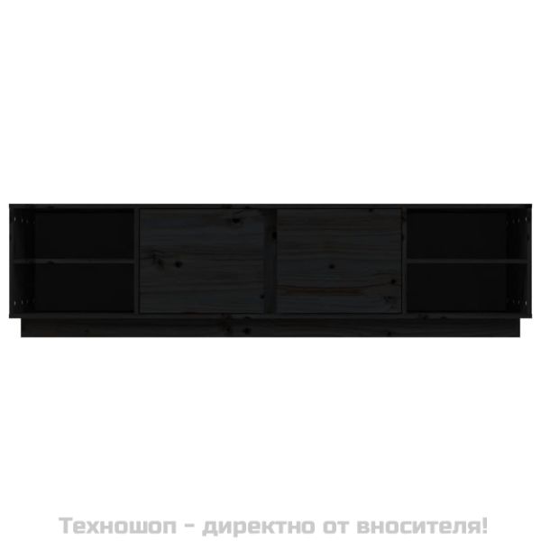 ТВ шкаф, черен, 156x40x40 см, бор масив