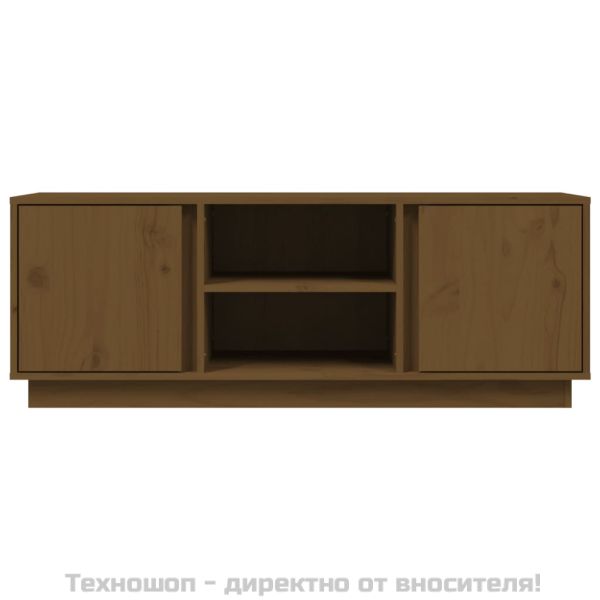ТВ шкаф, меденокафяв, 110x35x40,5 см, бор масив