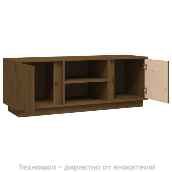 ТВ шкаф, меденокафяв, 110x35x40,5 см, бор масив