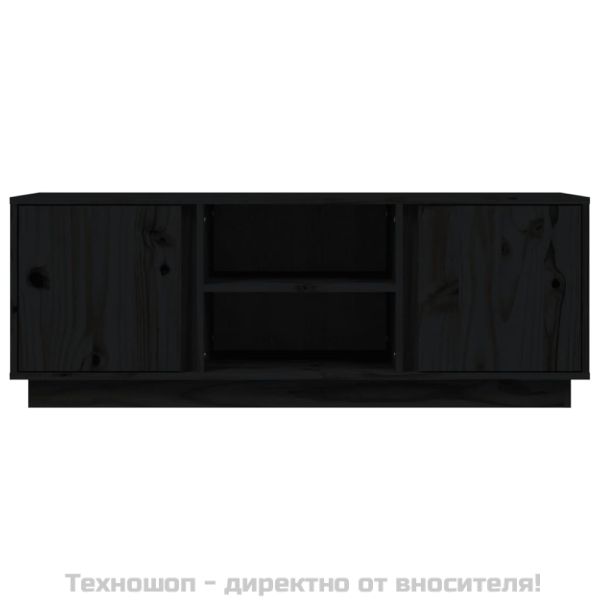 ТВ шкаф, черен, 110x35x40,5 см, бор масив