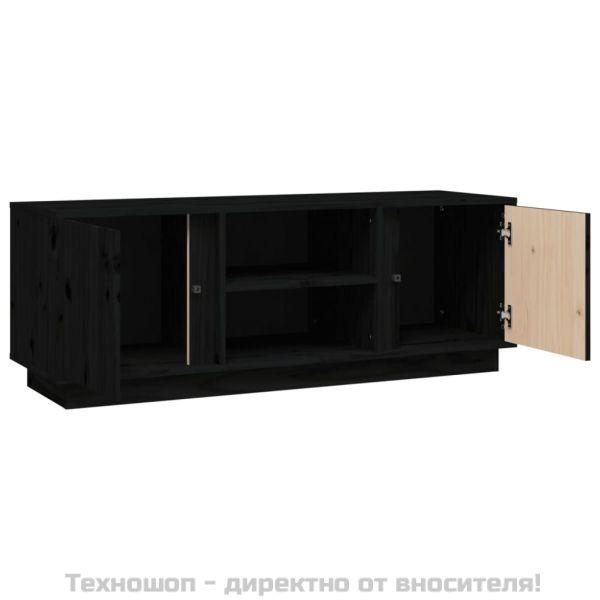 ТВ шкаф, черен, 110x35x40,5 см, бор масив