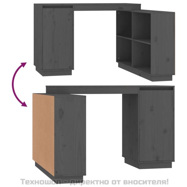 Бюро, сиво, 110x50x75 см, борово дърво масив