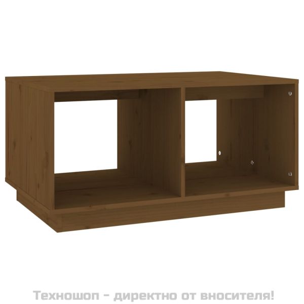 Кафе маса, меденокафява, 80x50x40 см, бор дърво масив