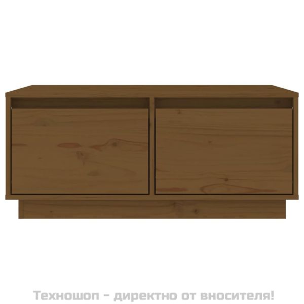 Кафе маса, меденокафява, 80x50x35 см, борово дърво масив
