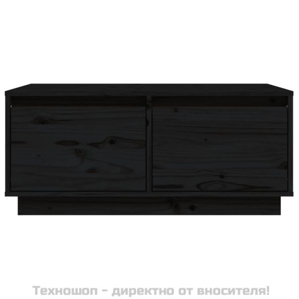 Кафе маса, черна, 80x50x35 см, борово дърво масив