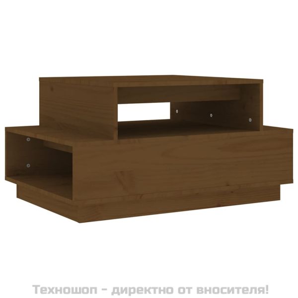 Кафе маса, меденокафява, 80x55x40,5 см, борово дърво масив
