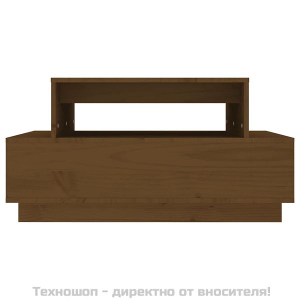 Кафе маса, меденокафява, 80x55x40,5 см, борово дърво масив