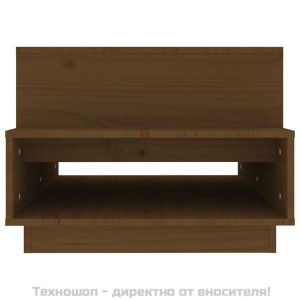 Кафе маса, меденокафява, 80x55x40,5 см, борово дърво масив