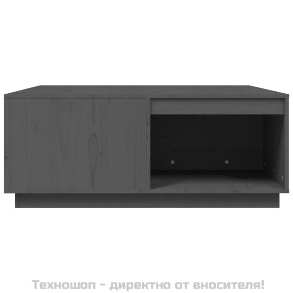 Кафе маса, сива, 100x101x40,5 см, борово дърво масив