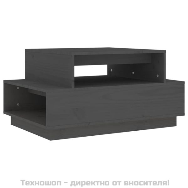 Кафе маса, сива, 80x55x40,5 см, борово дърво масив