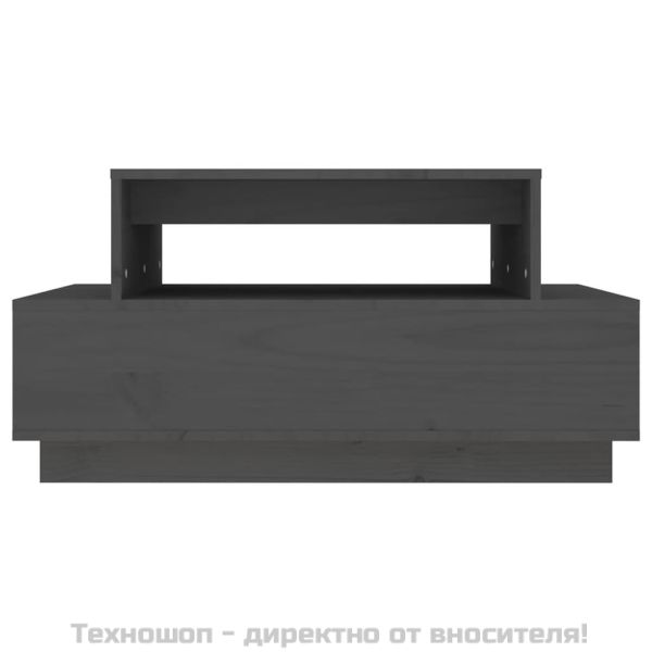 Кафе маса, сива, 80x55x40,5 см, борово дърво масив