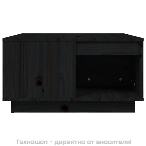 Кафе маса, черна, 60x61x32,5 см, борово дърво масив