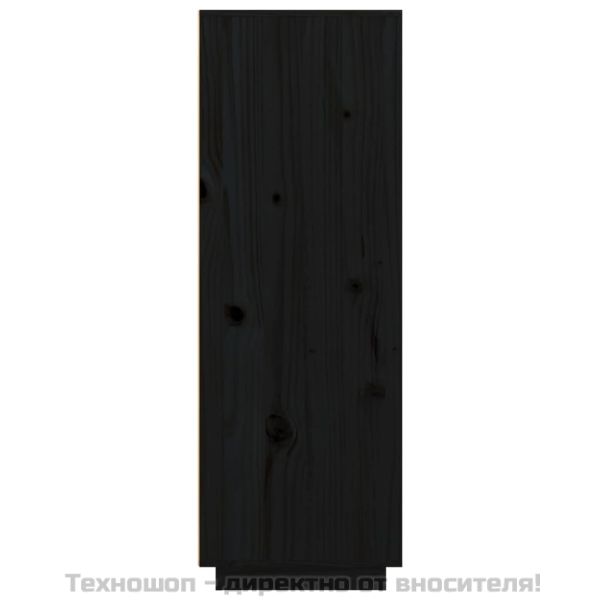 Висок шкаф, черен, 60x40x116,5 см, борово дърво масив
