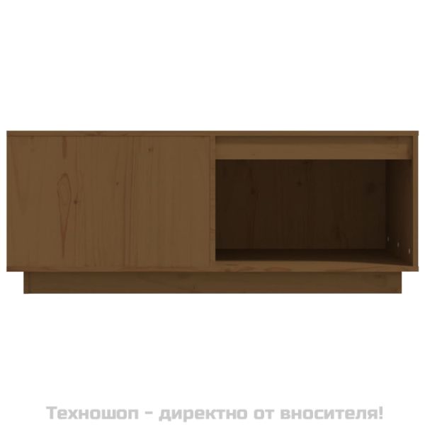 Кафе маса, меденокафява, 100x101x40,5 см, борово дърво масив