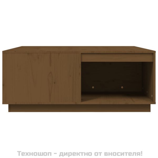 Кафе маса, меденокафява, 100x101x40,5 см, борово дърво масив